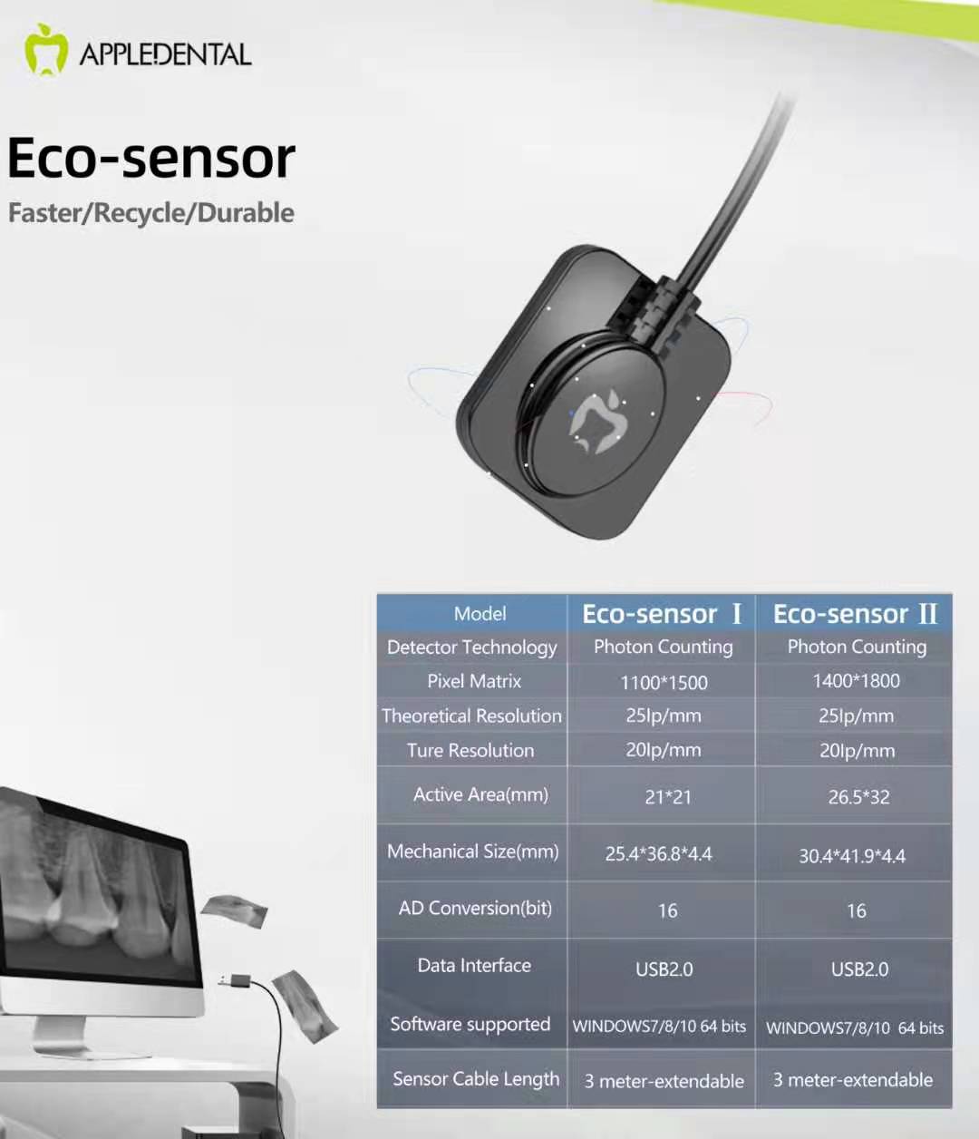 سنسور آر وی جی RVG اپل دنتال Appledental مدل اکو سنسور ECO-Sensor.